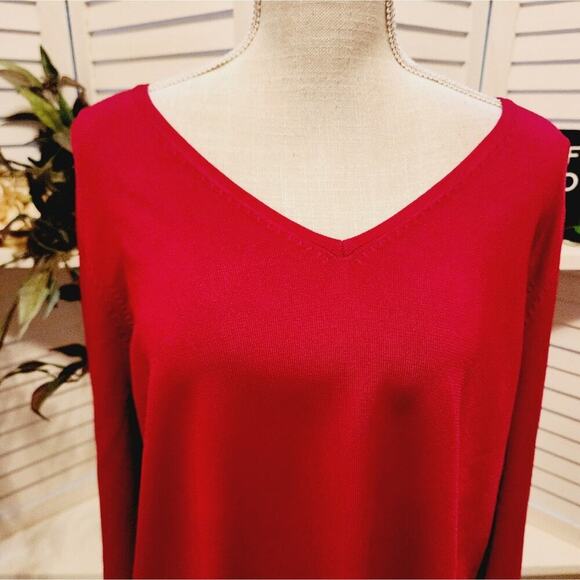 CHARTER CLUB RED V NECK SWEATER SIZE 1X - Picture 2 of 5